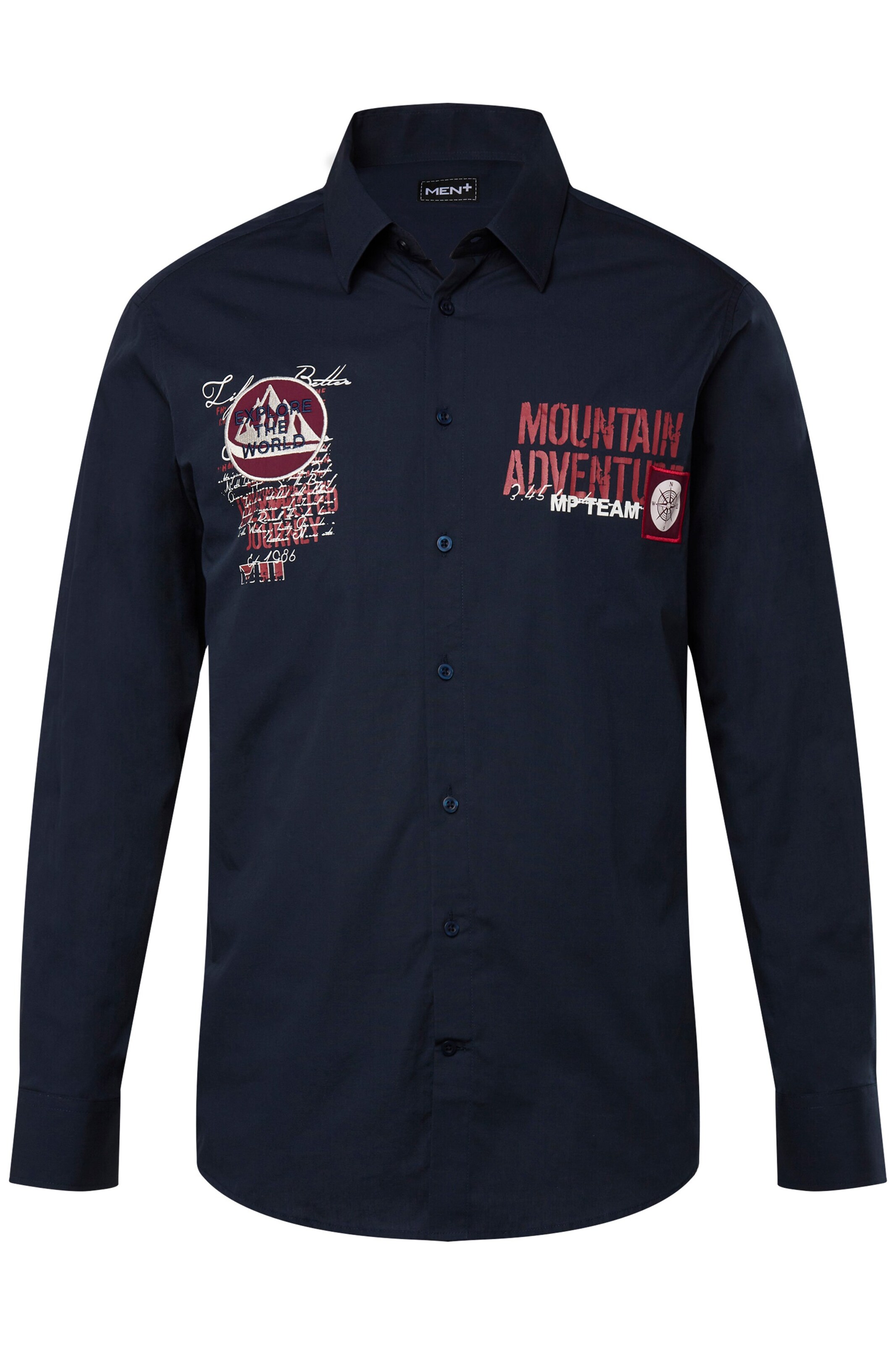 Men Plus Overhemd in Blauw: voorkant