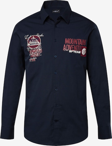 Men Plus Comfort fit Overhemd in Blauw: voorkant