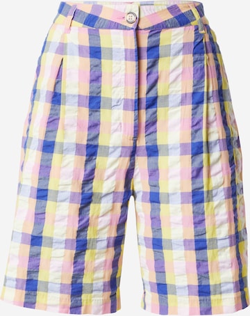 Monki Normální Kalhoty se sklady v pase – žlutá: přední strana