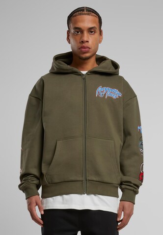 Forgotten Faces Sweat jacket 'Courage Defines' in Green: front