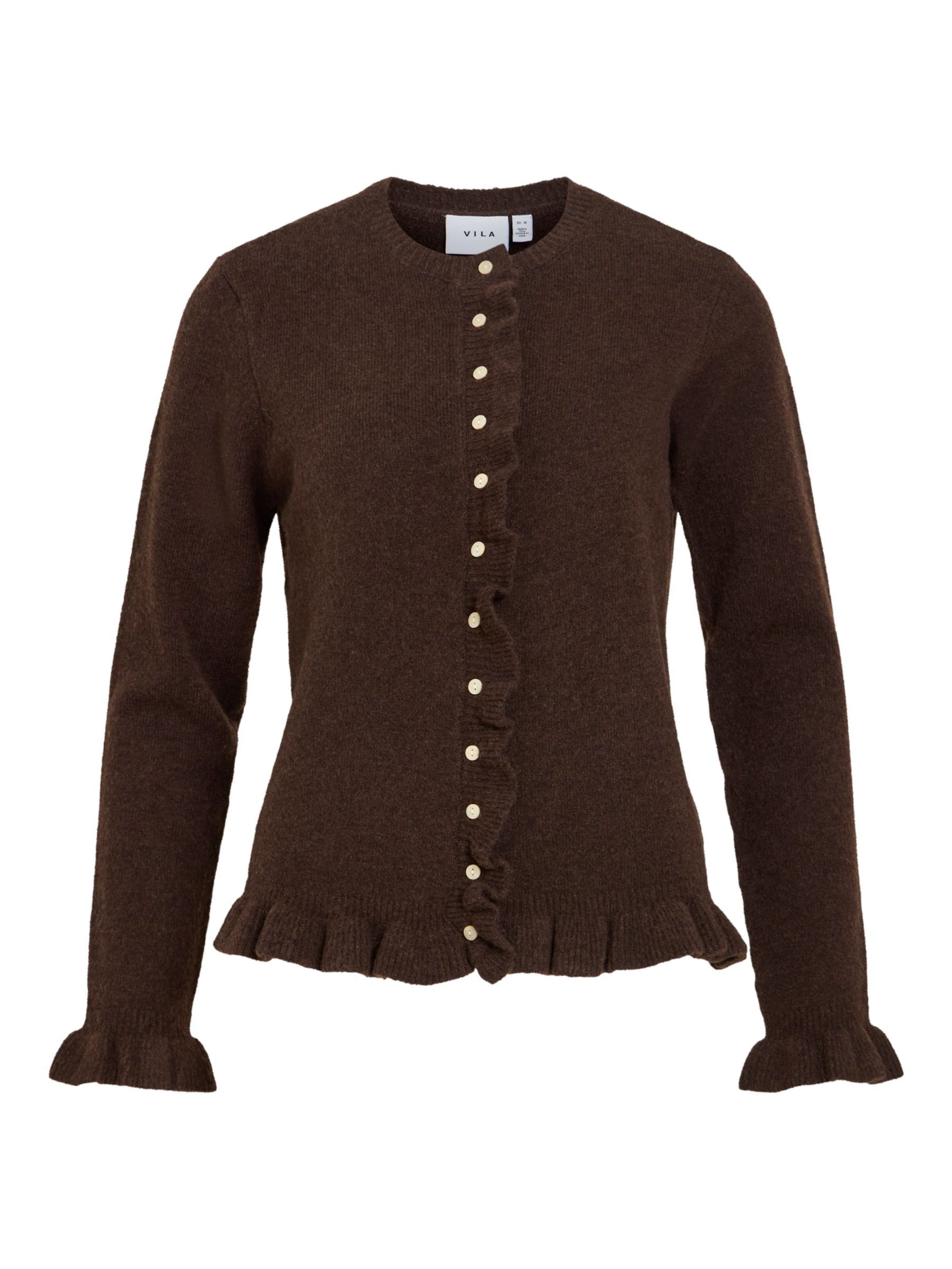 VILA Gebreid vest 'VIJacia' in Bruin: voorkant