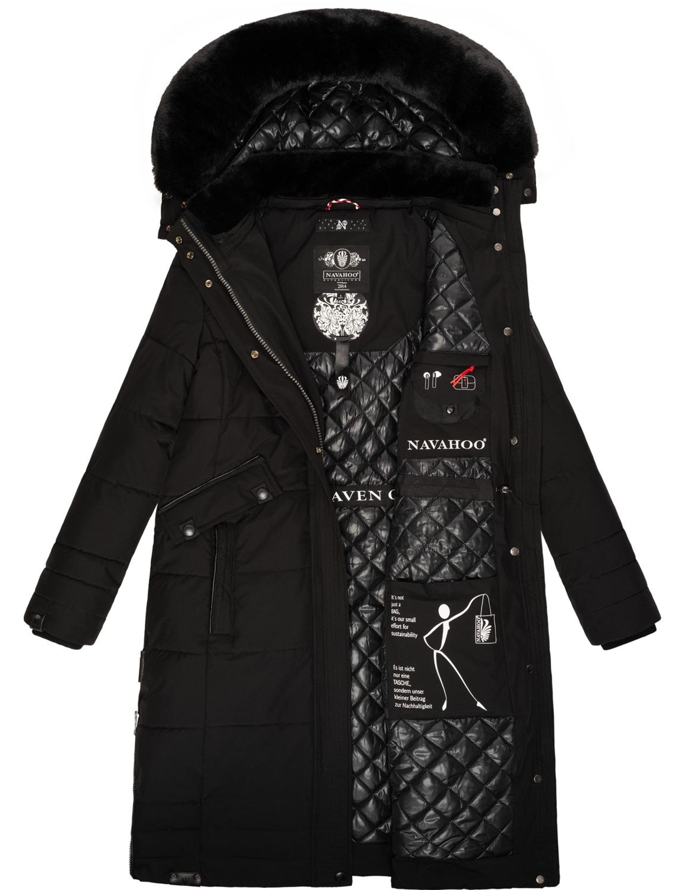 NAVAHOO Zimný kabát 'Fahmiyaa' - Čierna