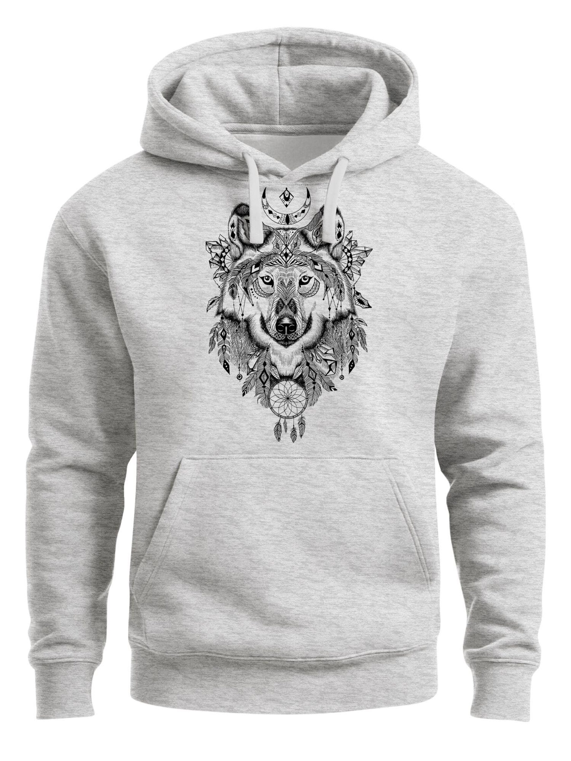 Neverless Sweatshirt 'Boho Wolf' in Grey: front
