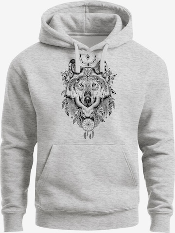 Neverless Sweatshirt 'Boho Wolf' in Grey: front
