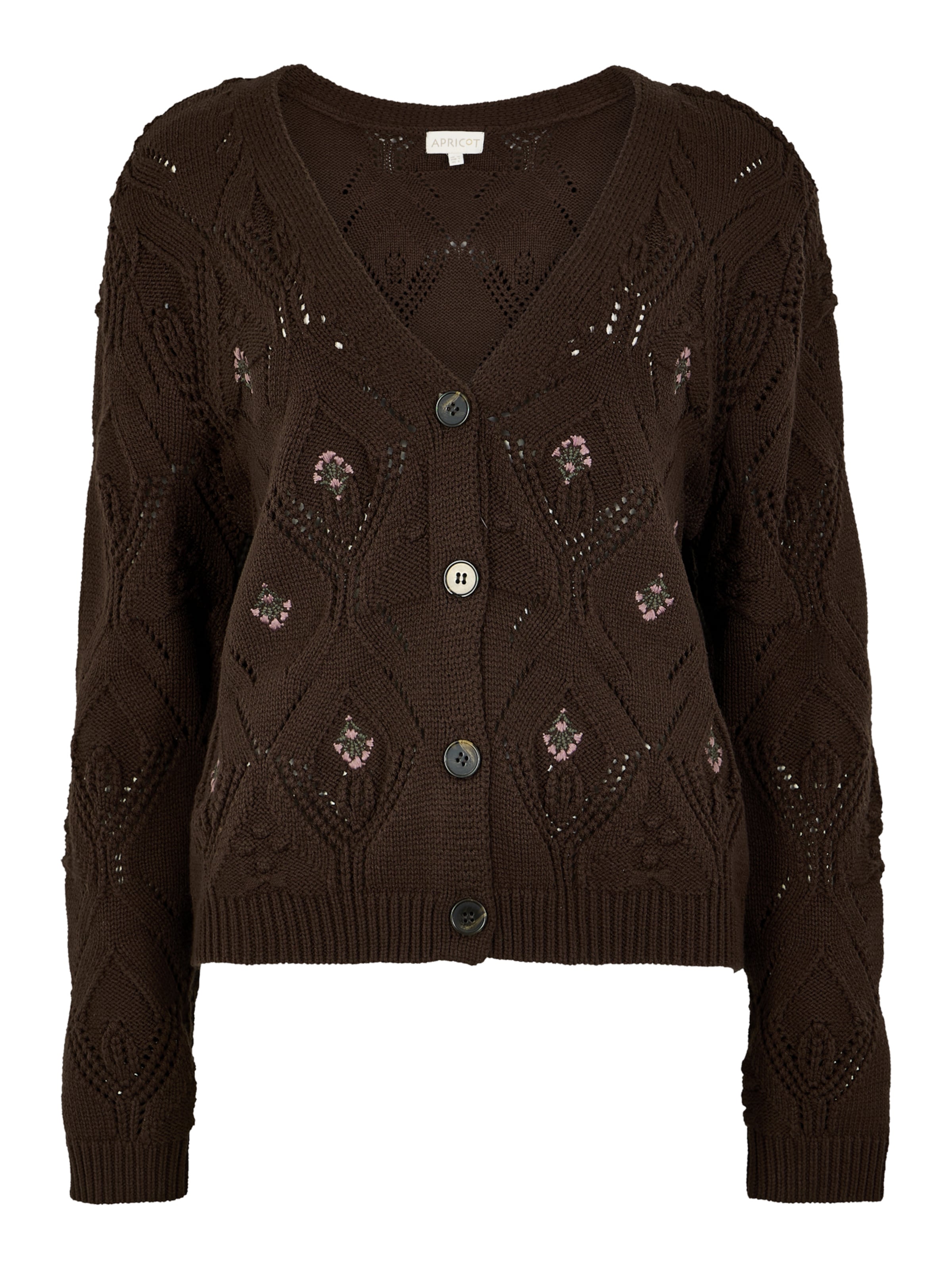 Apricot Knitted costume cardigan ' ' in Brown: front