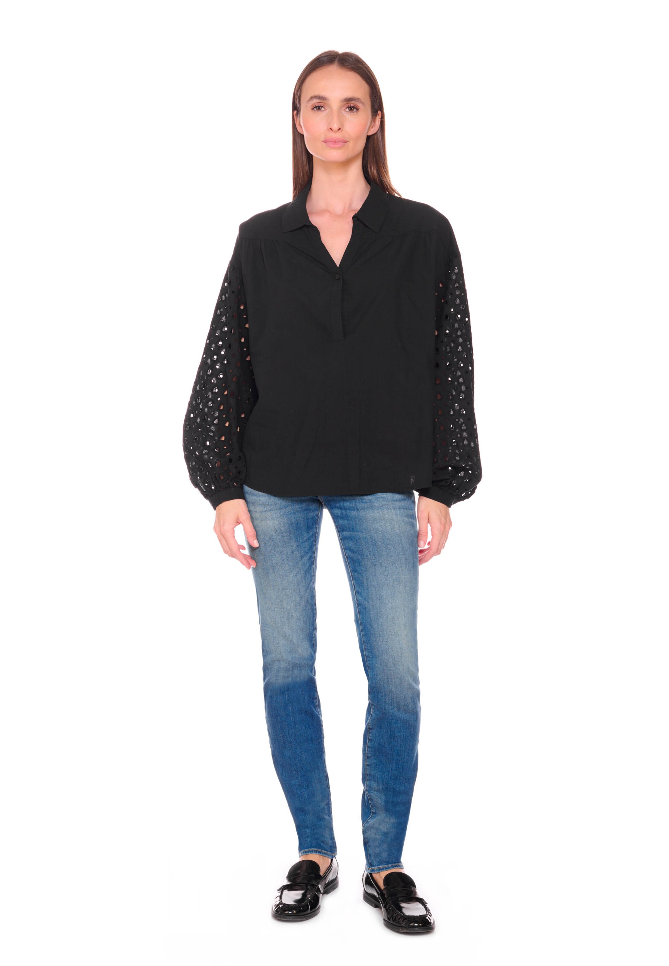 Le Temps Des Cerises Bluse 'Cunca' in Schwarz: Vorderseite