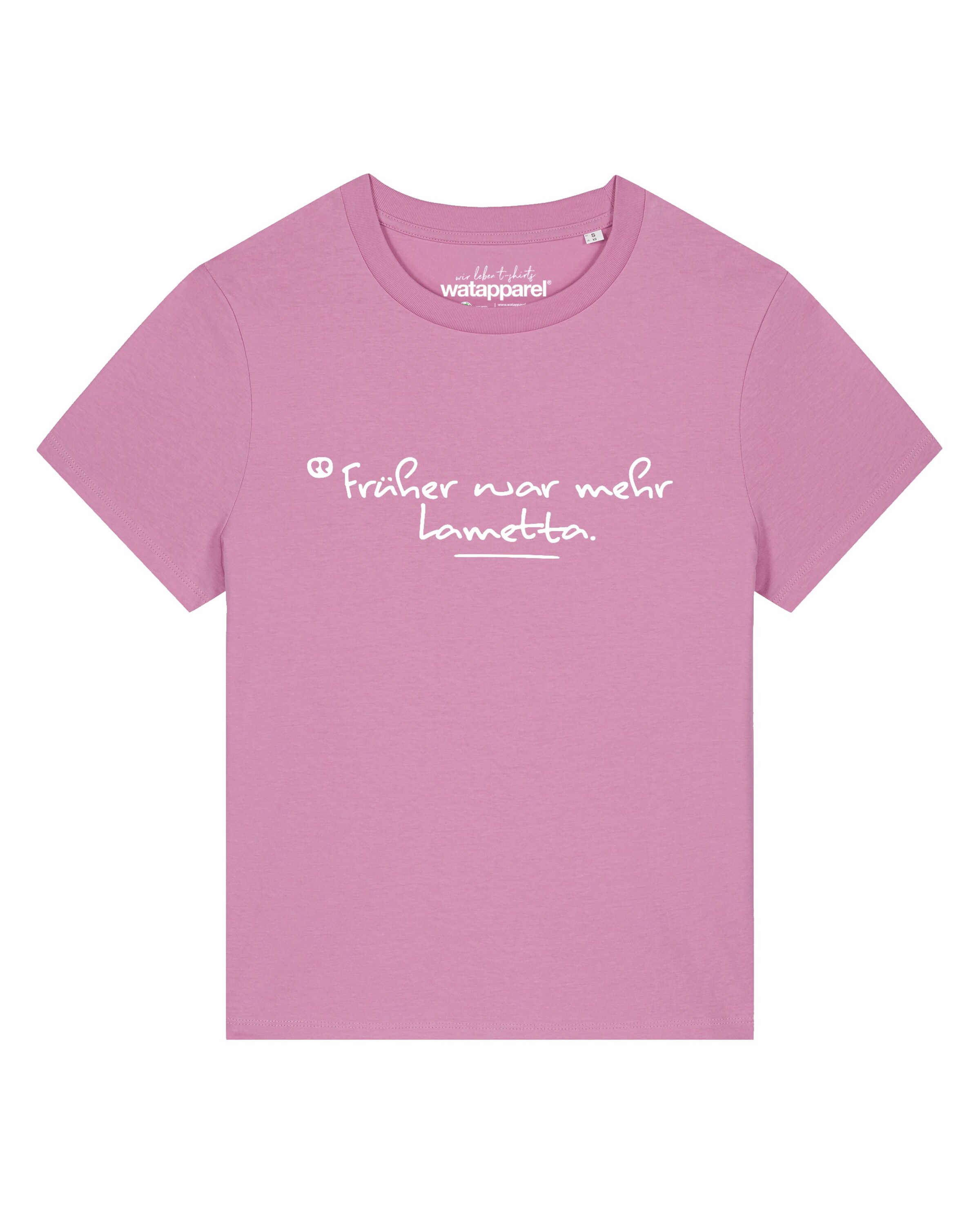 Watapparel T-Shirt 'Früher War Mehr Lametta' in Pink: Vorderseite