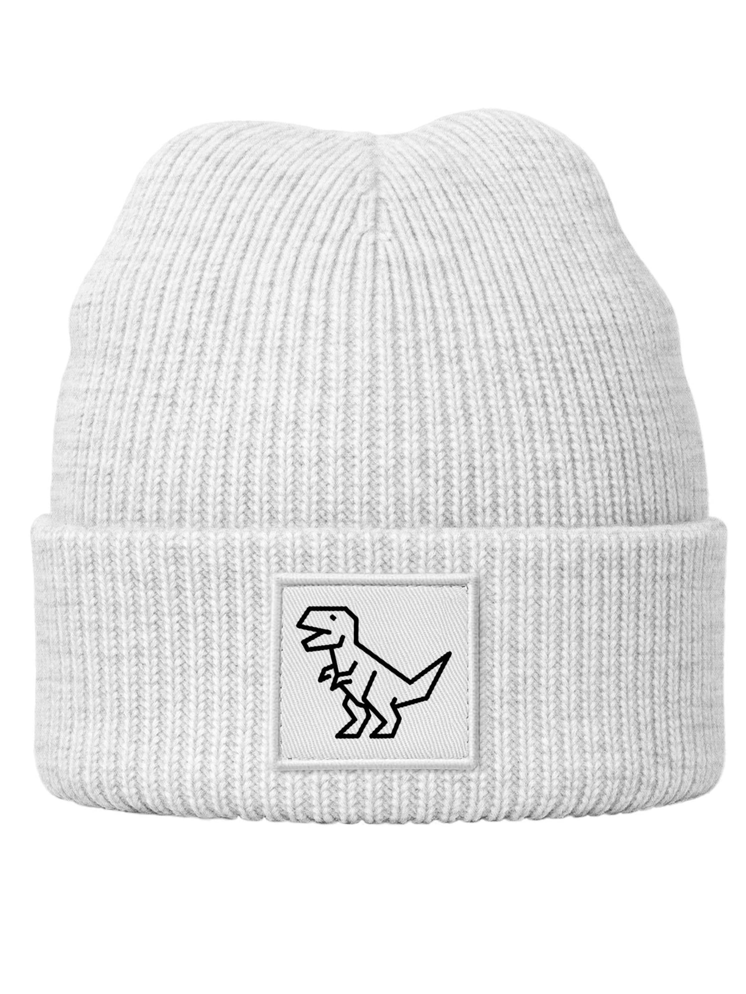 Neverless Beanie 'Polygon T-Rex' in Grey: front