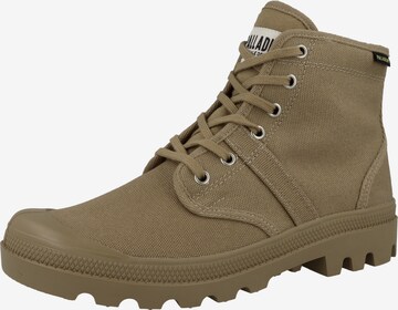 Palladium Lace-Up Ankle Boots in Green: front