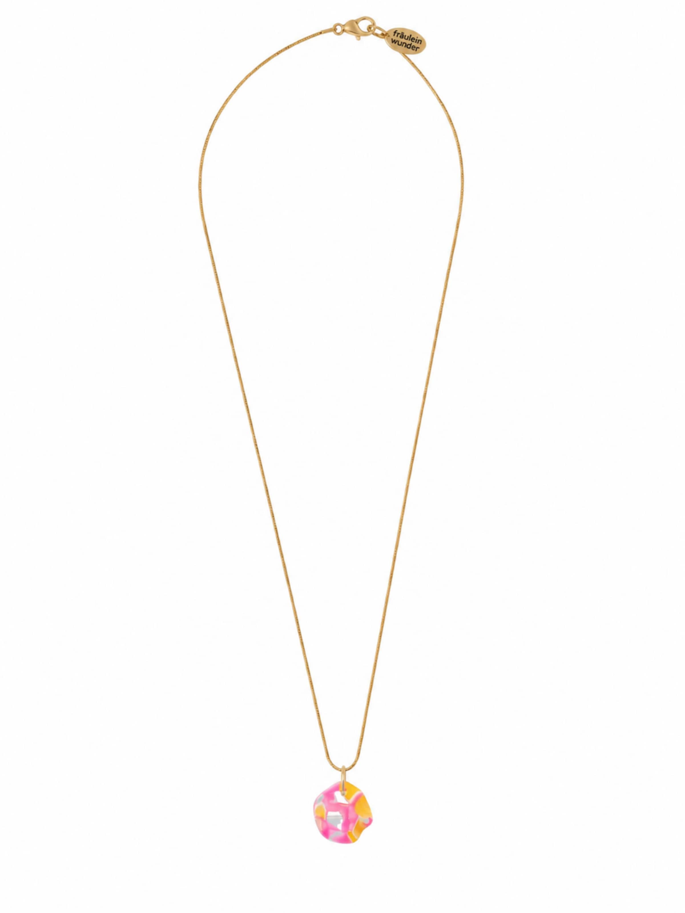 Fräulein Wunder Kette 'Acetat Alice Gold'‌‌‌‌‌‌‌‌‌‌ in Pink: Vorderseite