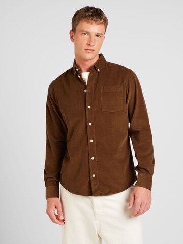 Casual Friday Regular fit Button Up Shirt 'Anton' in Brown: front