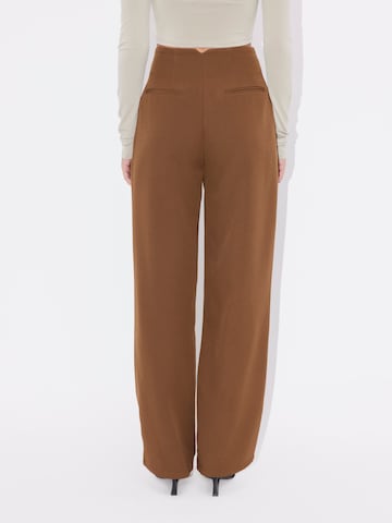 LeGer by Lena Gercke Wide leg Pleat-front trousers 'Shanice' in Brown