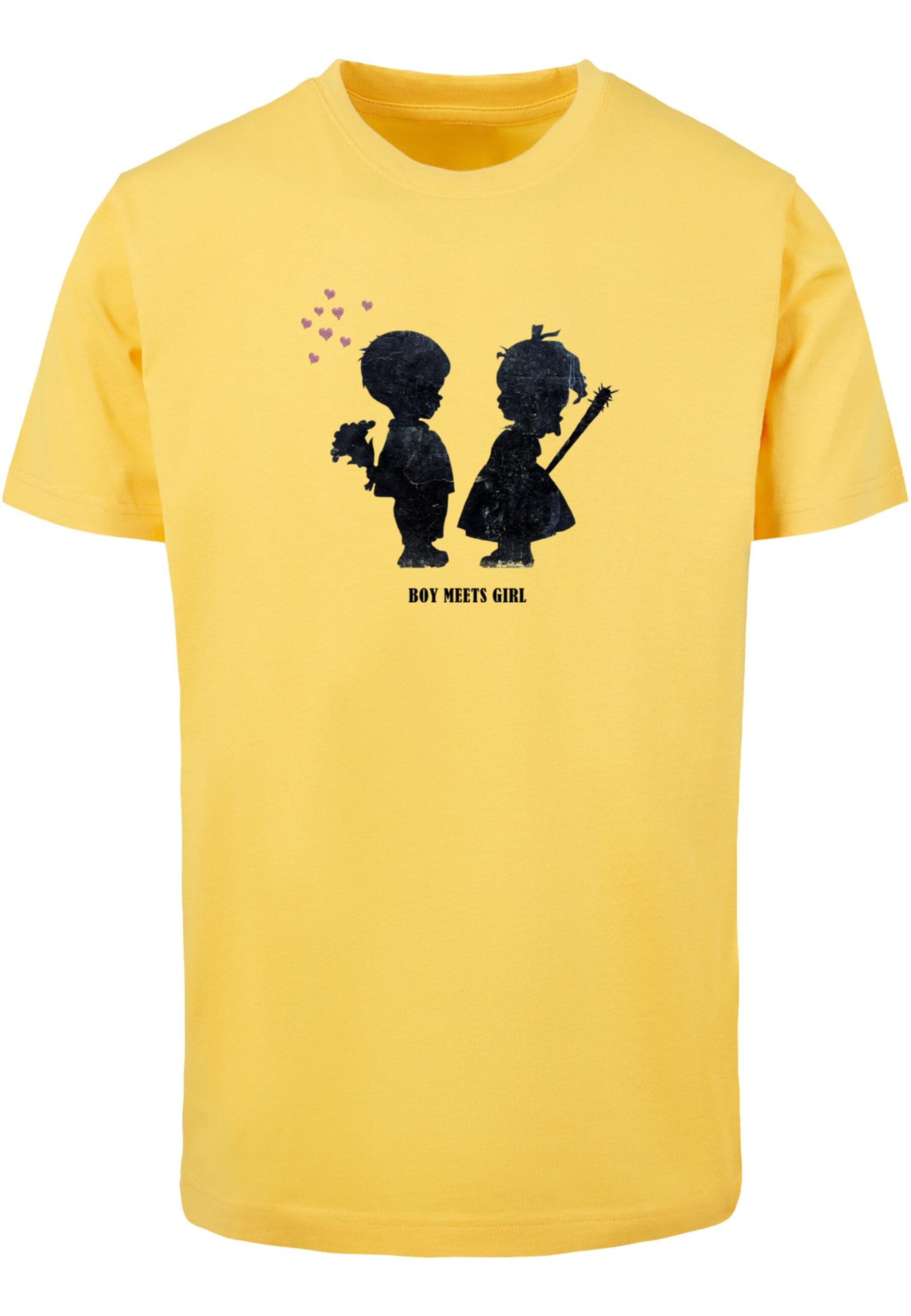 Maglietta 'Banksy - Boy Meets Girl' di Merchcode in giallo: frontale
