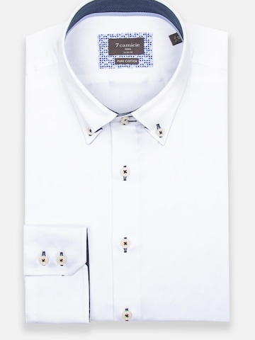Camicia business 'Roma Iconic Satin Man Shirt White' di 7Camicie in bianco: frontale