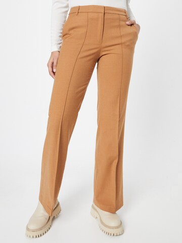 ESPRIT Boot cut Pleated Pants in Brown: front