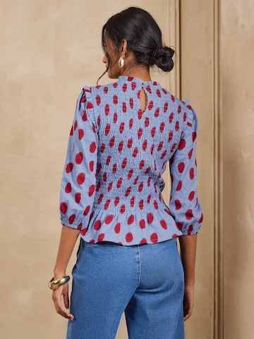 Chemisier love & roses en bleu