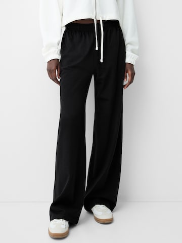 Wide Leg Pantalon Bershka en noir : devant