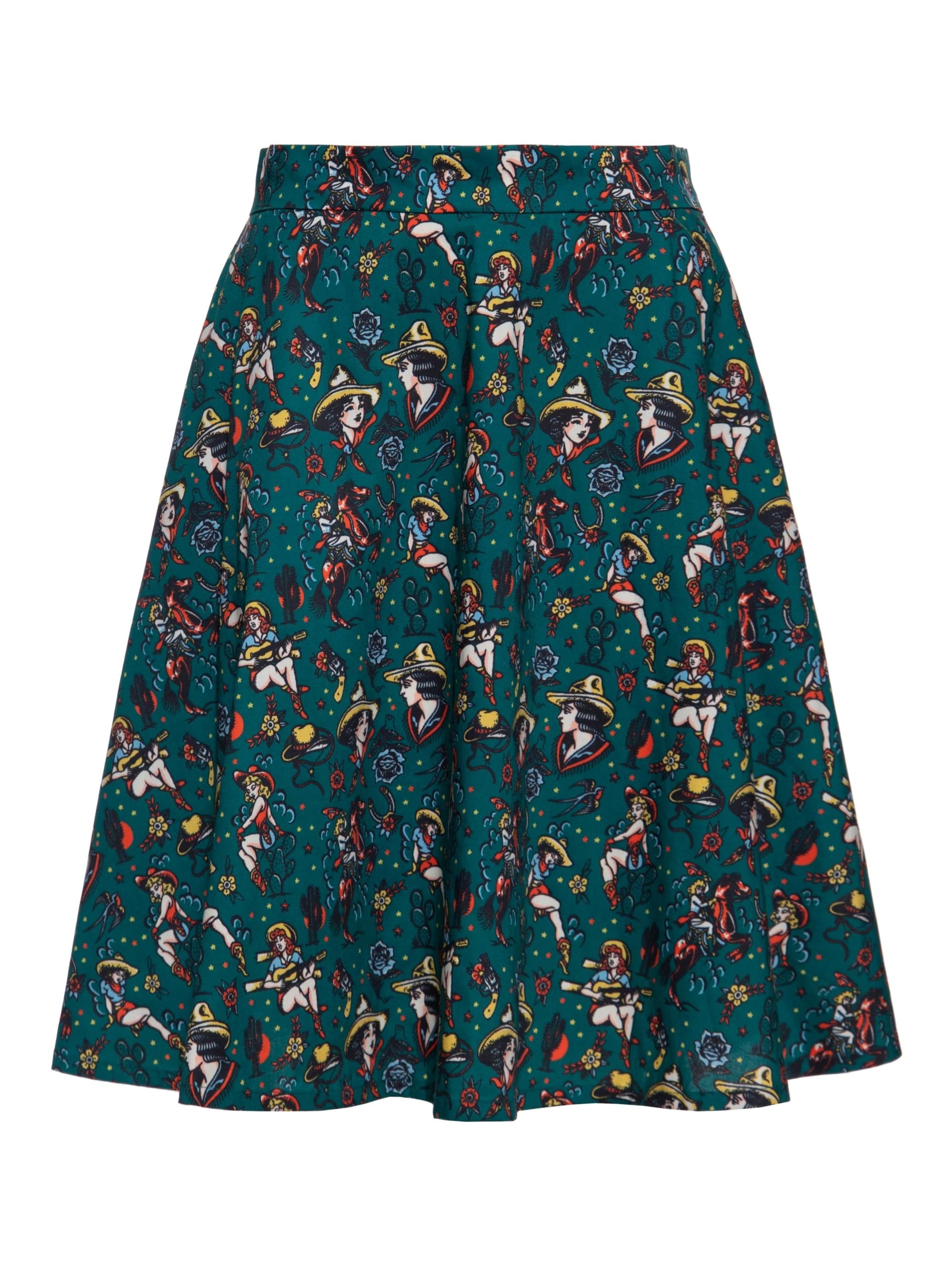 Queen Kerosin Skirt 'Cowgirl' in Green: front