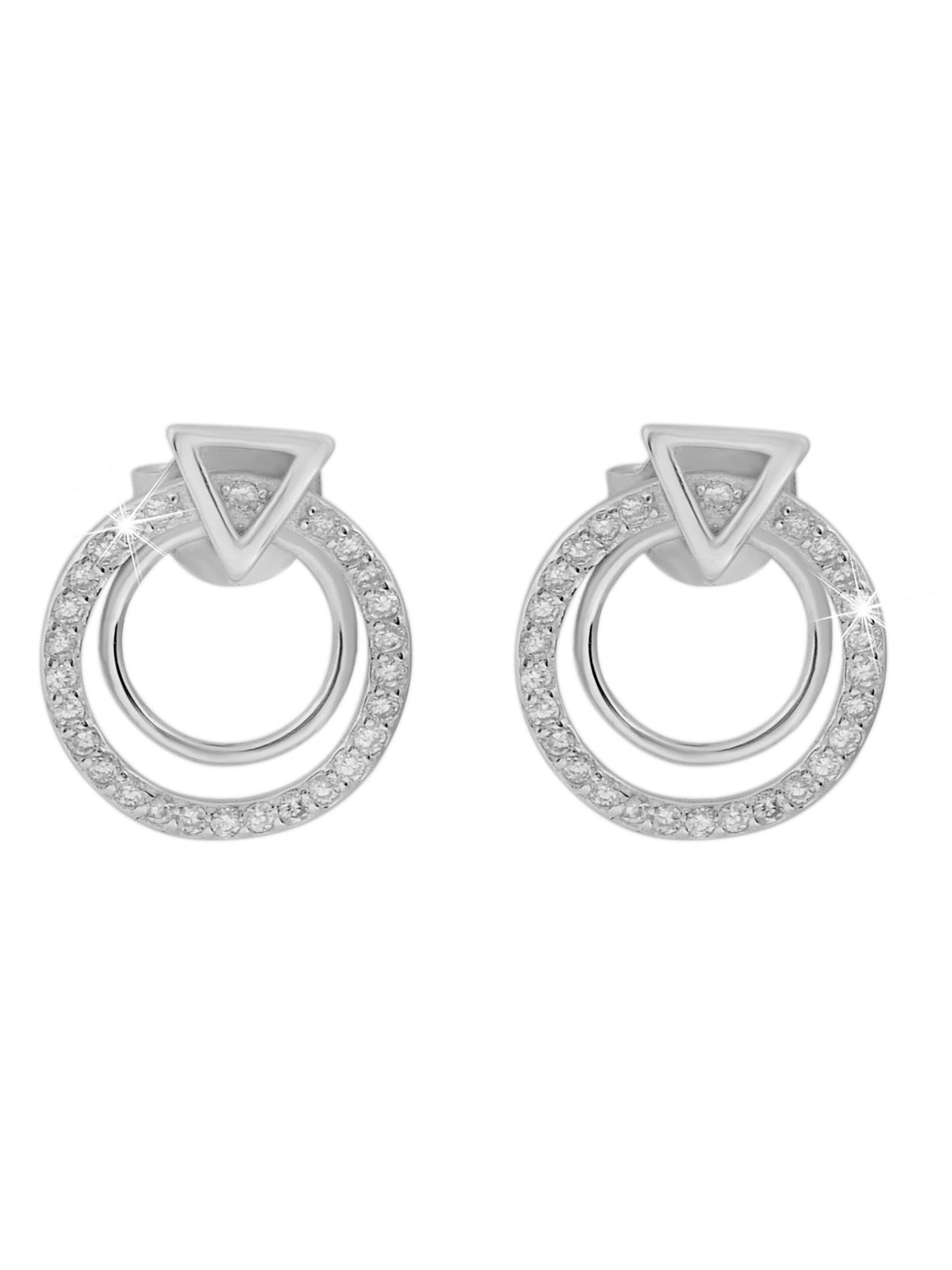 Akzent Jewelry Set '"Rahel" aus 925 Sterlingsilber mit Zirkonia, rhodiniert,' in Silver: front