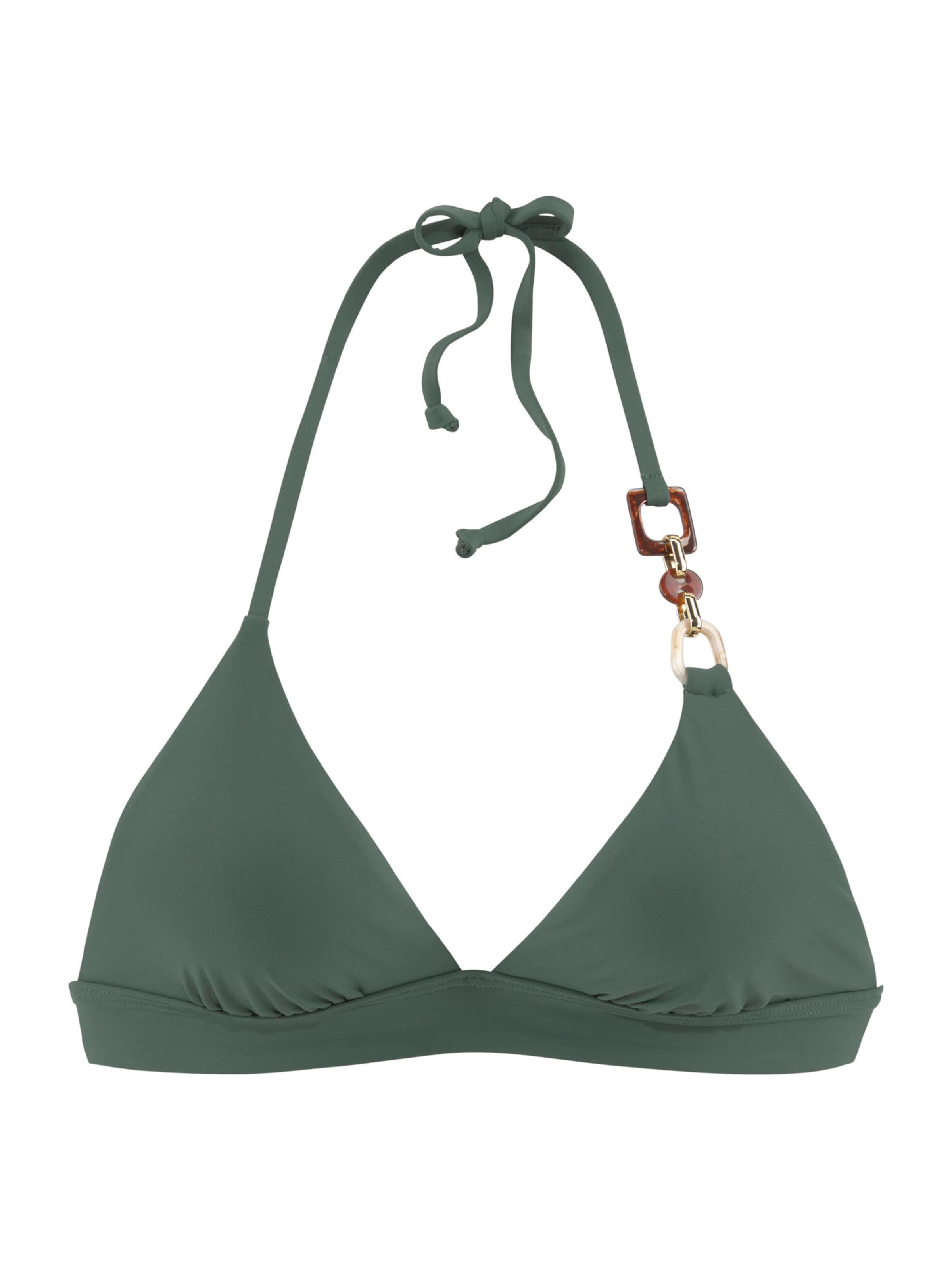 LASCANA Сутиен с триъгълни чашки Горнище на бански 'Yves' в зелено: отпред