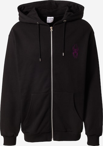 About You x Nils Kuesel Zip-Up Hoodie 'Milo' in Black: front